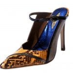 Bronze snake nappa leather, 4 inch heel mule style shoes