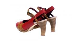 Home 42 Red and camel nappa leather, sling-back mary jane, 2.5 inch heel platform pump, color block shoes