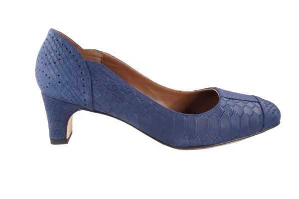 Blue croc embossed leather, 1.5 inch heel shoes