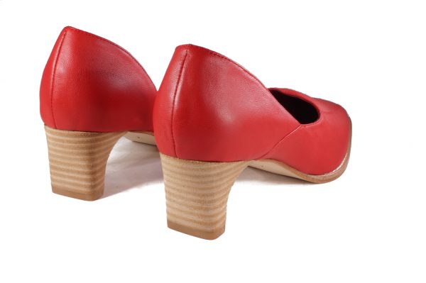 Red nappa leather, asymmetrical design, 1.5 inch heel, square toe shoes